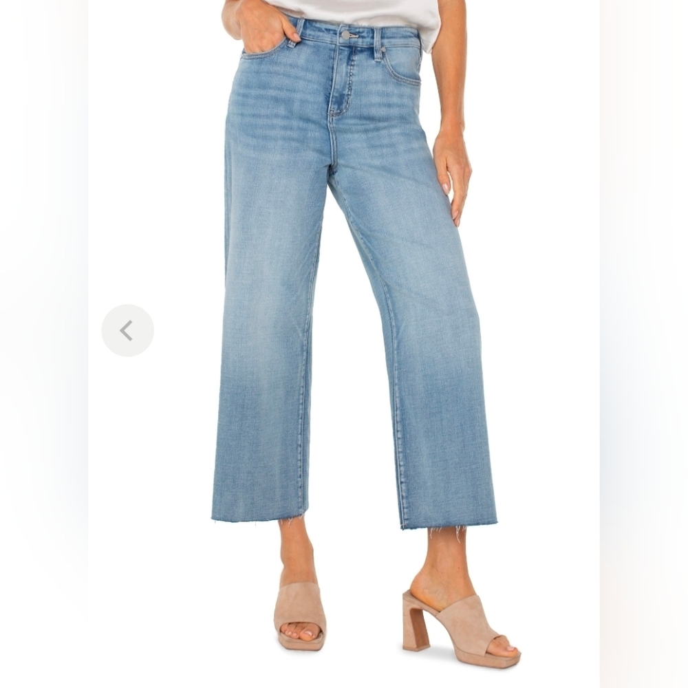 ❤️ LIVERPOOL JEANS COMPANY HIGH RISE WIDE LEG CROP JEANS, RAW HEM, 12 (31)